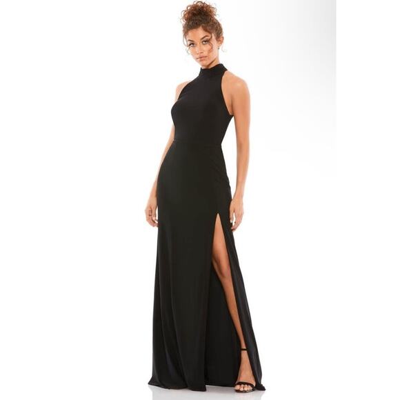 Mac Duggal Black Evening Gown with High Slit Style 261271 Size 14 NWT - Picture 1 of 9
